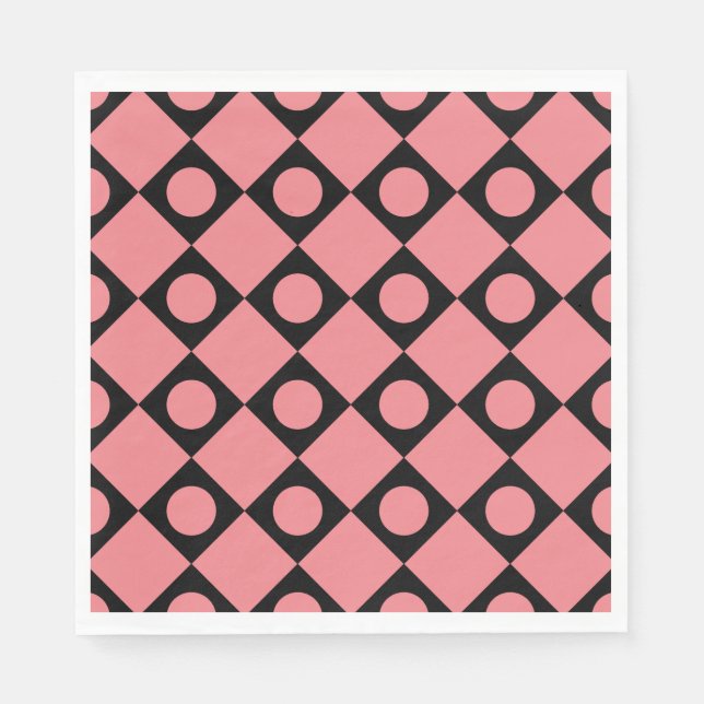Serviette En Papier Points rétro noirs (Devant)