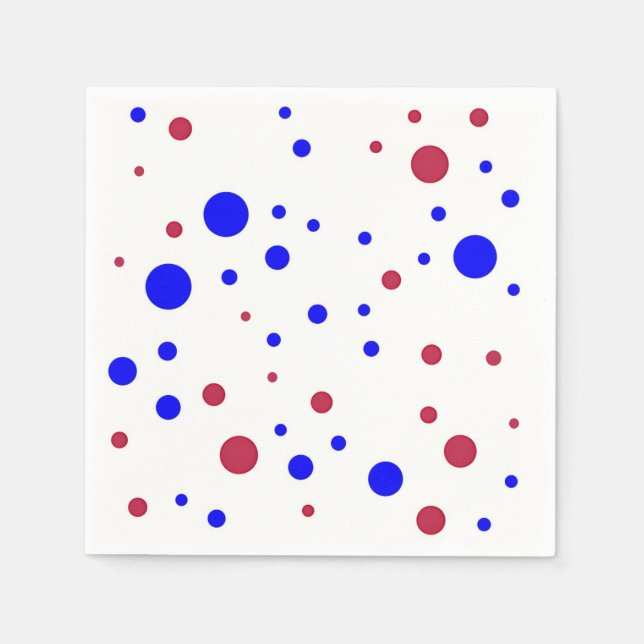 Serviette En Papier Points rouges et bleus (Devant)