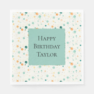 Serviette En Papier POINTS Tangerins Turquoise