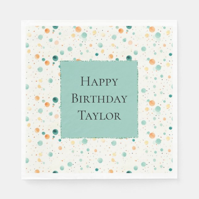 Serviette En Papier POINTS Tangerins Turquoise (Devant)