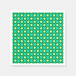 Serviette En Papier Points tournés rétros, paon et vert clair