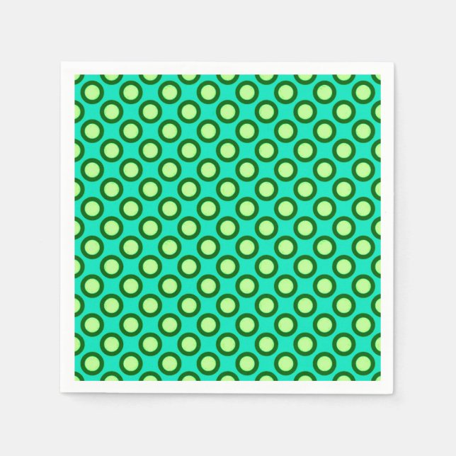 Serviette En Papier Points tournés rétros, paon et vert clair (Devant)