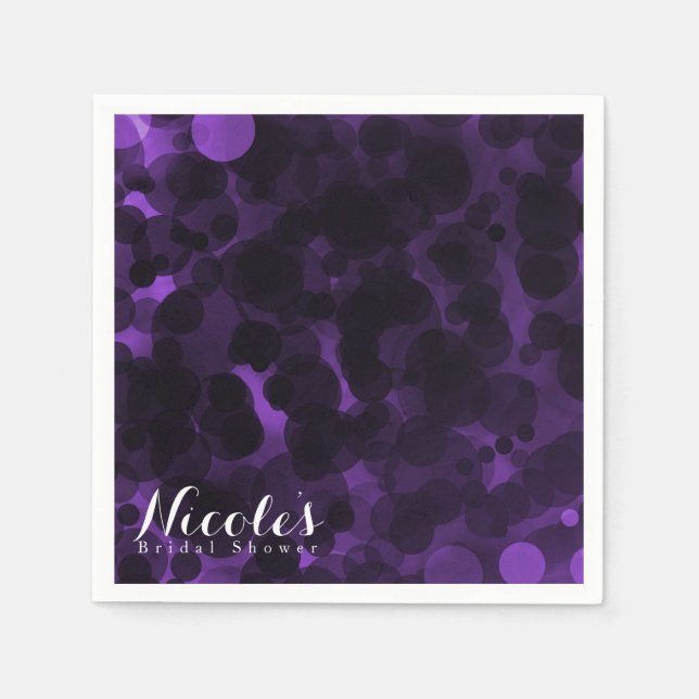 Serviette En Papier Points violets et noirs Modern Chic Party Custom C (Devant)