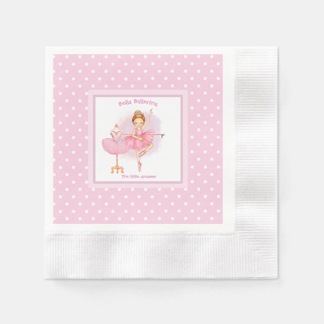 Serviette En Papier Pois Ballerina rose blanc (Devant)