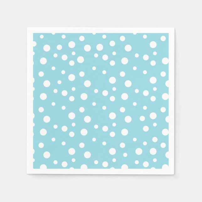Serviette En Papier Pois blancs sur Baby Blue (Devant)