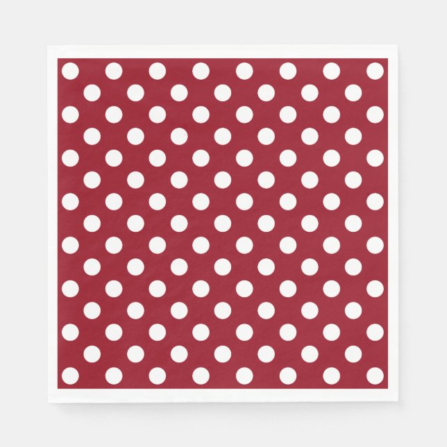 Serviette En Papier Pois blancs sur Crimson Red (Devant)