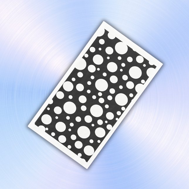 Serviette En Papier Pois blancs sur noir | (Créateur téléchargé)