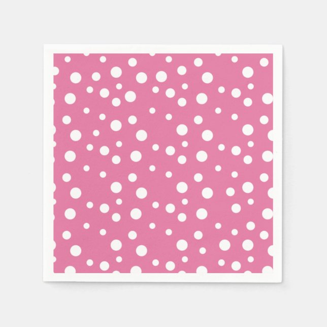 Serviette En Papier Pois blancs sur rose foncé (Devant)