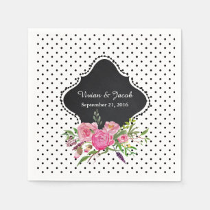 Serviette En Papier Pois chic et Mariage de pivoines Napkin
