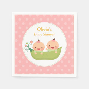 Serviette En Papier Pois dans une Cosse Filles Jumelles Baby Shower Fo