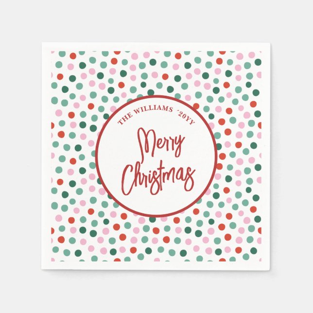 Serviette En Papier Pois de Noël de famille personnalisés (Devant)