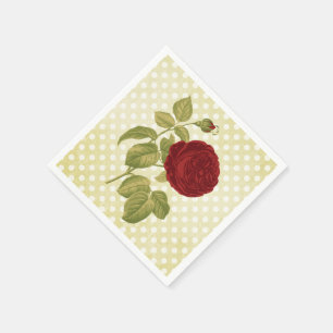 Serviette En Papier Pois de parchemin de rose rouge antique