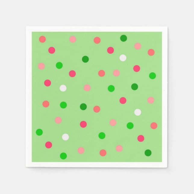 Serviette En Papier Pois de pastèque rose et vert (Devant)