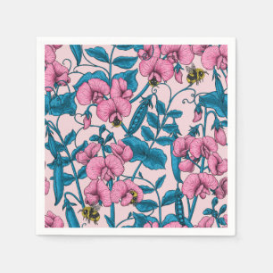 Serviette En Papier Pois doux et bourdons, rose et bleu