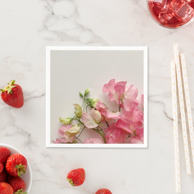 Serviette En Papier Pois doux rose frais (En situation)