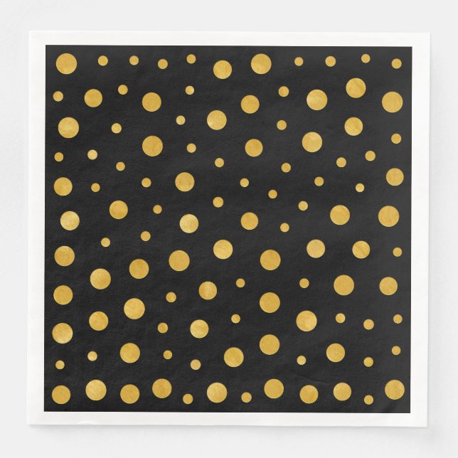 Serviette En Papier Pois élégant - Black Gold (Devant)