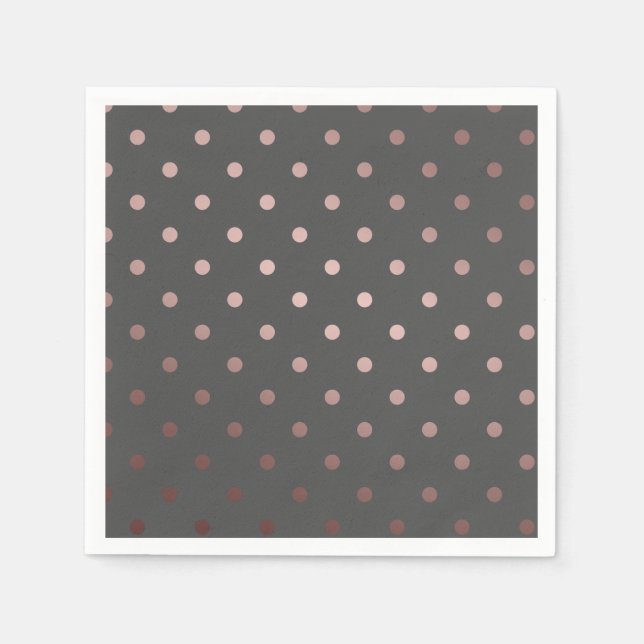 Serviette En Papier pois élégants faux rose gris or (Devant)