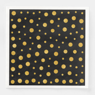 Serviette En Papier pois élégants - Or noir