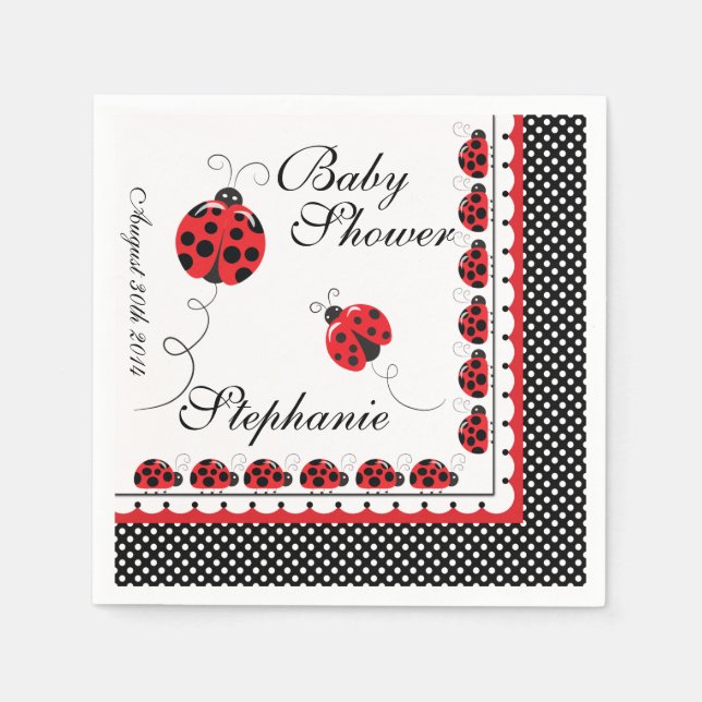 Serviette En Papier Pois et adorables Ladybugs Papier de la partie ser (Devant)