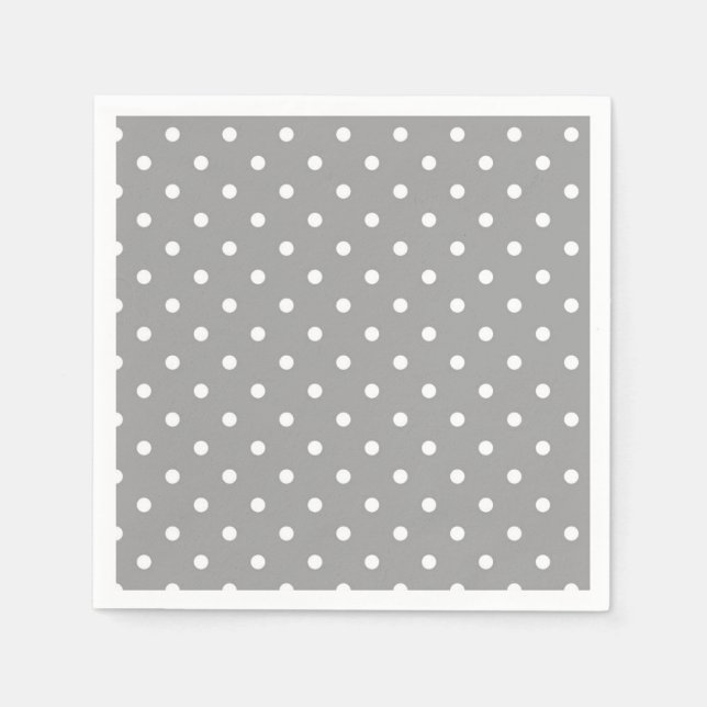Serviette En Papier Pois gris et blanc point glamour moderne (Devant)
