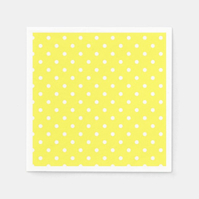 Serviette En Papier Pois jaune et blanc glamour moderne (Devant)