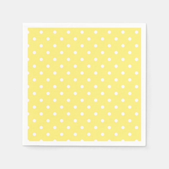 Serviette En Papier Pois jaunes et blancs (Devant)