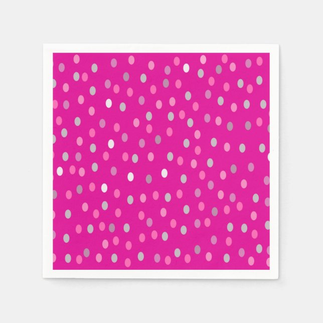 Serviette En Papier Pois magenta (Devant)