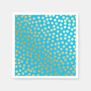 Serviette En Papier Pois moderne Aqua et or de confettis