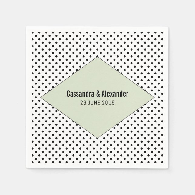 Serviette En Papier Pois moderne Sage Mariage (Devant)