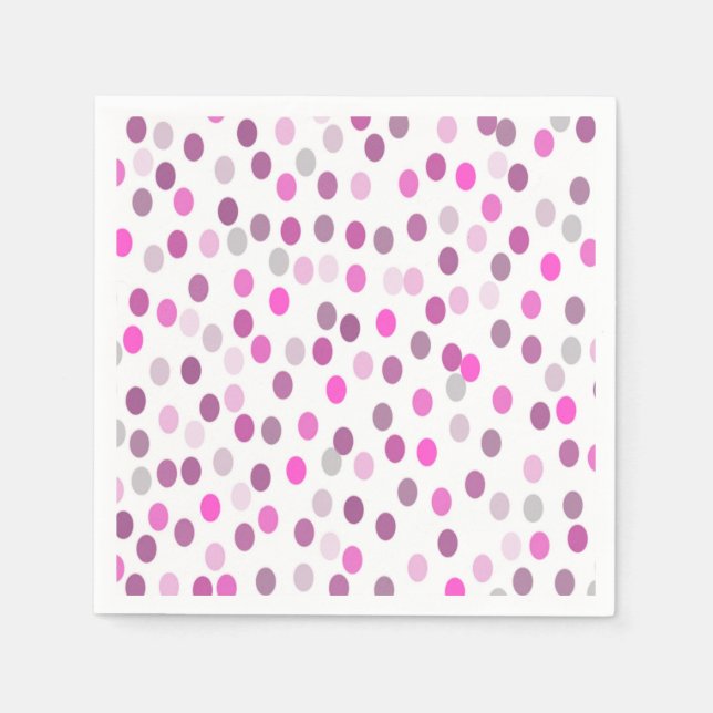 Serviette En Papier Pois rose classique sur blanc (Devant)