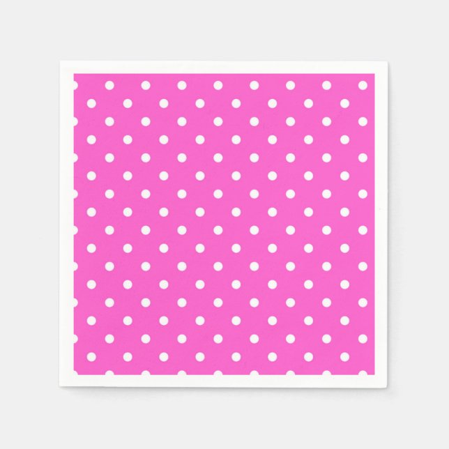 Serviette En Papier Pois rose et blanc glamour moderne (Devant)