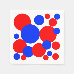 Serviette En Papier Pois rouge, blanc et bleu