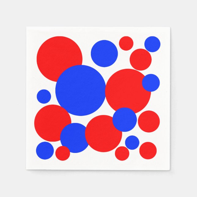 Serviette En Papier Pois rouge, blanc et bleu (Devant)