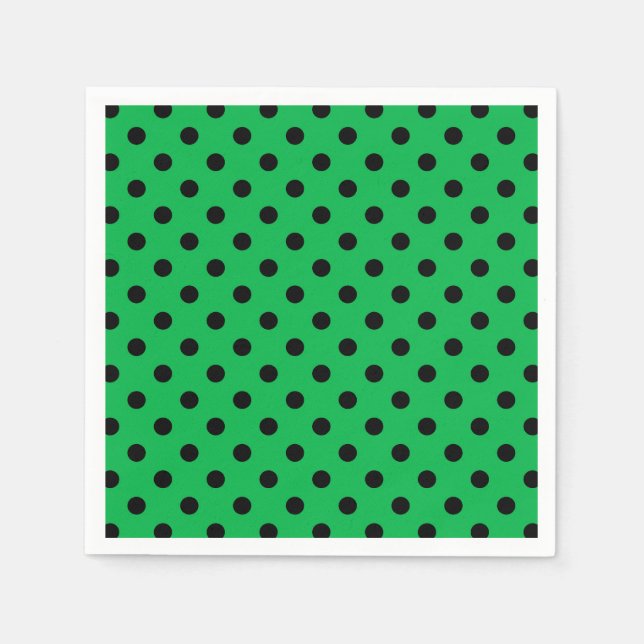 Serviette En Papier Pois vert et noir (Devant)
