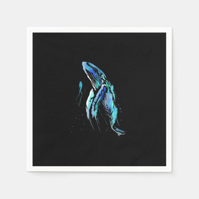 Serviette En Papier Poison de Whale Swimming Diving (Devant)