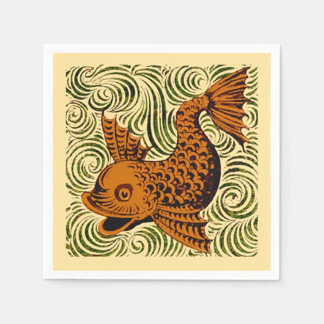 Serviette En Papier Poisson Antique Carrelage Ancien art (Devant)