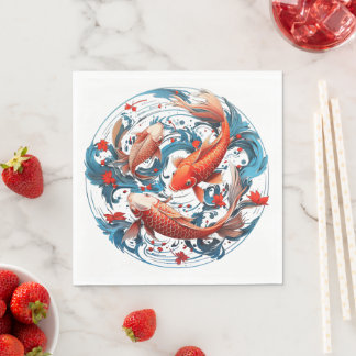 Serviette En Papier Poisson artistique Koi