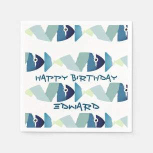 Serviette En Papier Poisson bleu de natation Abstraite