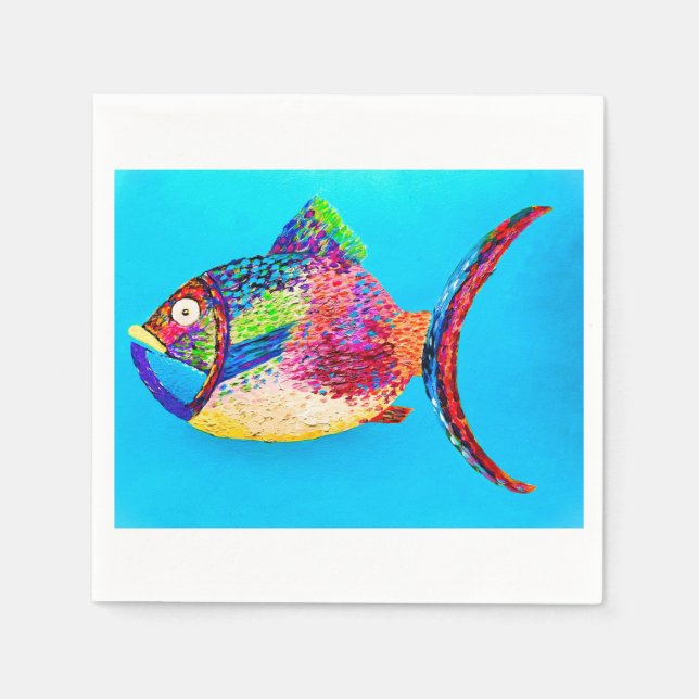 Serviette En Papier Poisson Cocktail Napkin (Devant)