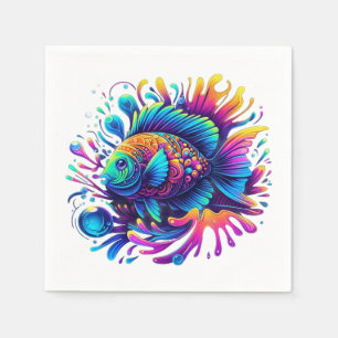 Serviette En Papier Poisson coloré
