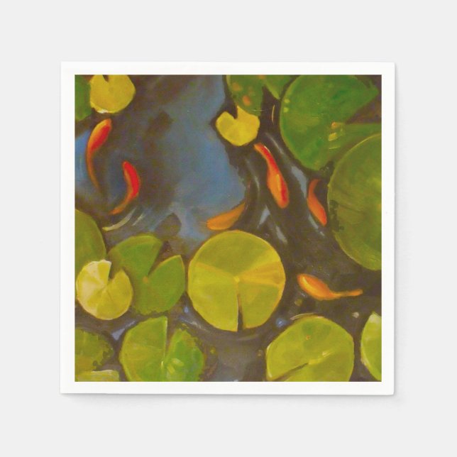 Serviette En Papier Poisson D'Or Koi Pond Water Lys (Devant)
