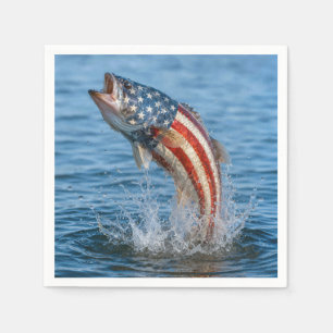 Serviette En Papier Poisson du drapeau américain patriotique