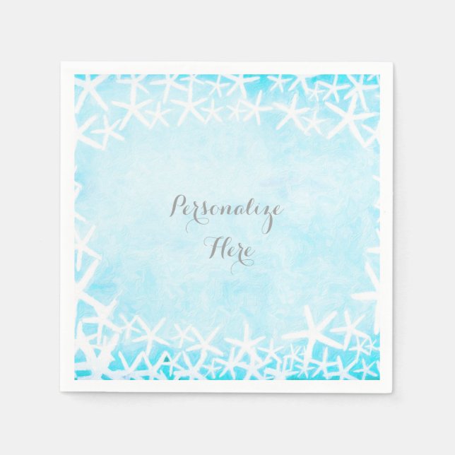 Serviette En Papier Poisson-étoile peint Aqua Blue Custom Party (Devant)