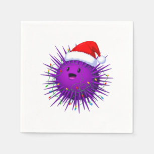 Serviette En Papier Poisson-lune Père Noël Chapeau Lumières Drôle Pois