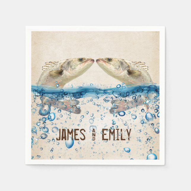 Serviette En Papier Poisson mariage dans l'eau (Devant)