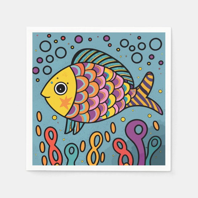Serviette En Papier poisson mignon (Devant)