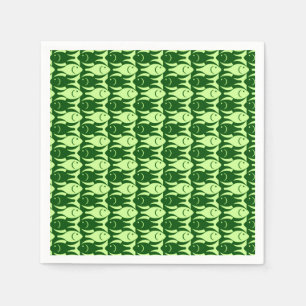 Serviette En Papier Poisson moderne du milieu du siècle, chaux et vert