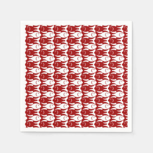Serviette En Papier Poisson moderne du milieu du siècle, rouge foncé e