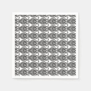 Serviette En Papier Poisson Moderne milieu du XXe siècle, gris, blanc