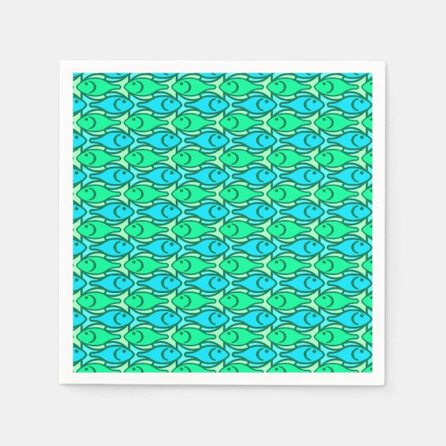 Serviette En Papier Poisson Modernité du milieu du siècle, vert jade (Devant)